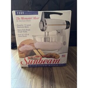 Sunbeam Mixmaster 2360 Stand Mixer New In Box Glass Bowls Dough Hooks